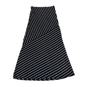 Matty M Women's Sz S Black & White Asymmetrical Striped Maxi Skirt